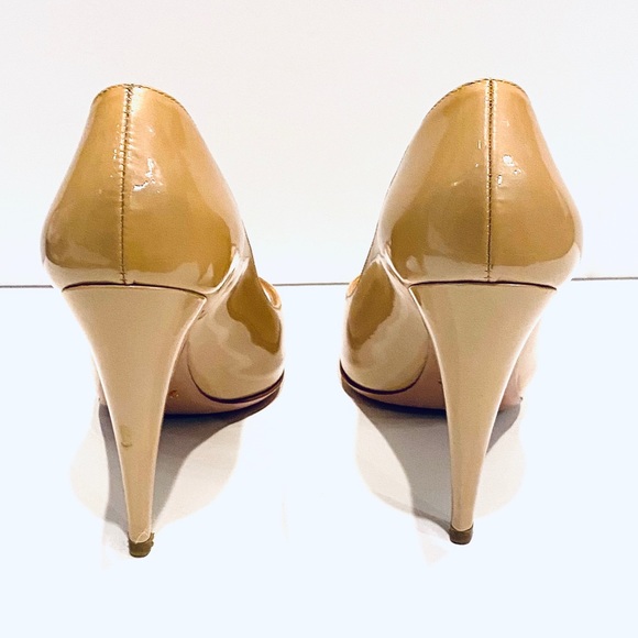 Prada Patent Leather Peep Toe Heel Nude - Picture 6 of 16
